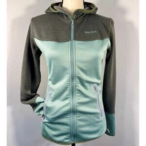 Marmot Womens Sirona Green Fleece Hoodie Warm Up Active Jacket Base Layer S